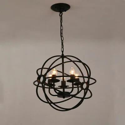 Metal Orb Chandelier Light Globe Cage Ceiling Pendant Lamp Hanging Fixture Round • $37