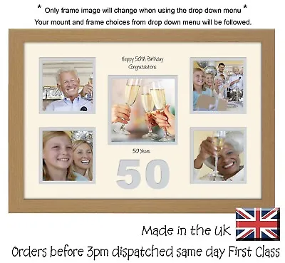 50th Birthday Photo Frame 4 X4  X4 And 5 X5  Photo By Photos In A Word 968D • £21.99