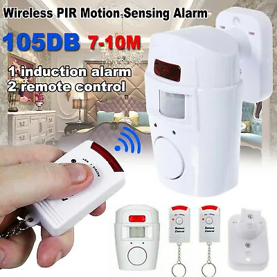 Sensor Motion Pir Wireless Alarm With 2 Remote Controls Shed Garage Home Caravan • £7.45