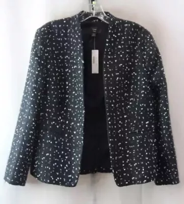 NEW NWT Womens J.CREW Navy & White Tweed Acrylic Open Blazer Suit Jacket Size 14 • $33.24