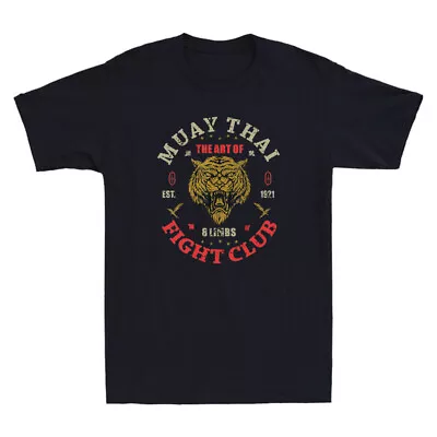 Muay Thai Fighter Club The Art Of 8 Limbs Retro Tiger Design Funny Men's T-Shirt • £14.99