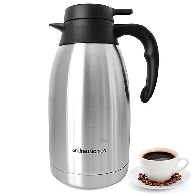 2L Coffee Vacuum Jug Thermal Carafe Double Walled  Stainless Steel Insulated Pot • £22.99