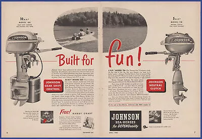 Vintage 1950 JOHNSON Sea-Horse Models QD TN Outboard Motors Boating Print Ad • $11.21