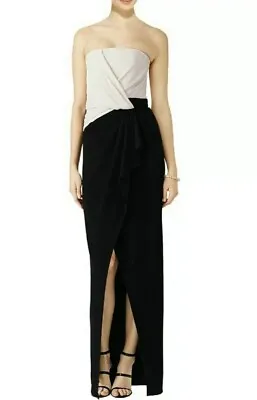 J. Mendel Gown Dress 2 Black White Color Block Draped Strapless Women’s $4.5 K • $509.15
