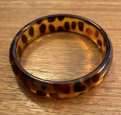 Vintage Lucite Bangle Bracelet Semi Transparent W Spots Faux Tortoise Shell • $11