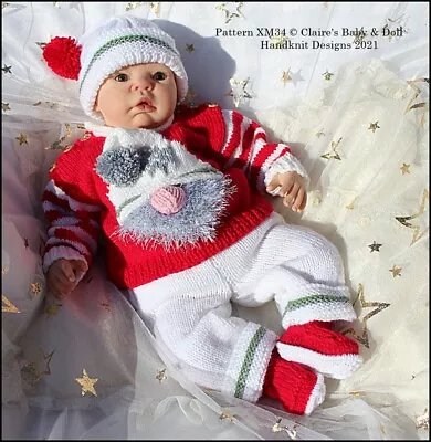 Knitting Pattern Christmas Jumper Gnorman Gnome Outfit 16-22  Doll/0-3m+ Baby • £3.99