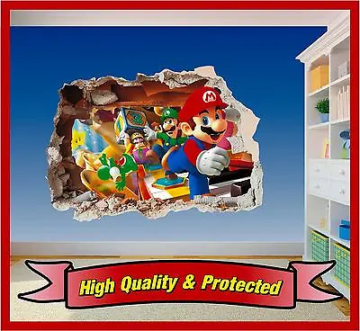 £4.59 • Buy Super Mario Brothers Hole In Wall - Printed Vinyl Sticker Decal Children Bedroom