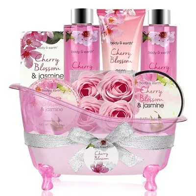 Gift Baskets For Women - Body & Earth Bath And Body Spa Gift Set With Cherry Blo • $24.99
