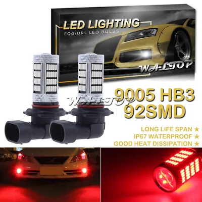 2x 92SMD 9005 9145 9140 H10 Red Projector LED Fog Light Bulb High Power Upgrade • $13.87