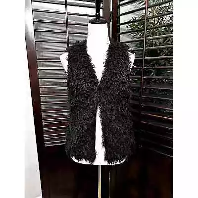 H&M Faux Fur Black Sleeveless Vest Cardigan 6 NWT • $20.99