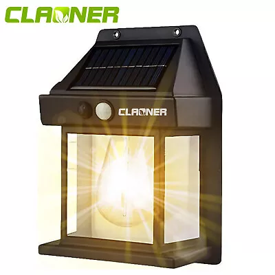 CLAONER Solar Wall Light Outdoor Motion Sensor Fixture Lantern LED Security Lamp • $8.99