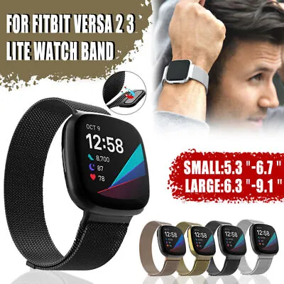 For Fitbit Versa 2 3 Lite Watch Band Strap Sports Metal Wristband Replacement AU • $6.79