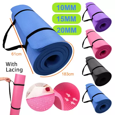 10/15/20MM Thick Yoga Mat Pad NBR Nonslip Exercise Fitness Pilate Gym Durable • $16.99