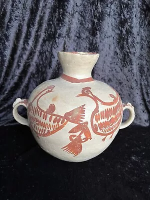 Historic 1940s Rare Native American Tohono Oʼodham Pottery Water Vessel Birds • $200