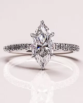 3Ct Marquise Cut Simulated 14k White Gold Plated Bridal Engagement Wedding Ring • $92.96