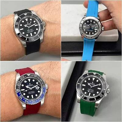 20mm Rubber Curved End Watch Strap Band Made For Rolex Submariner GMT Master II • £48