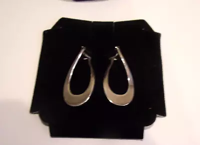 Vtg 925 Sterling Silver Modernist Design 2   L Pierced EarringsMade In Italy • $29.50