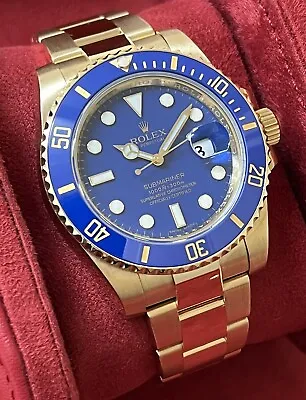 Rolex Submariner Date 18ct Yellow Gold Blue Ceramic 40mm Gents Watch 116618LB • £25745