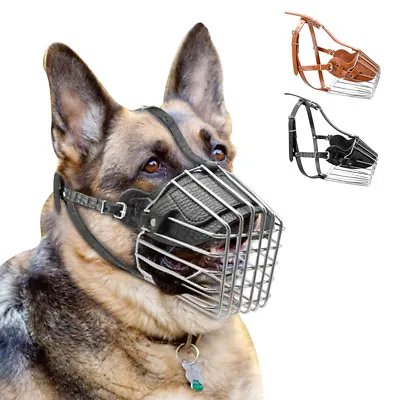 £21.59 • Buy Anti-bark Basket Dog Muzzle Large Dogs Leather Muzzle For Pitbull Labrador Black