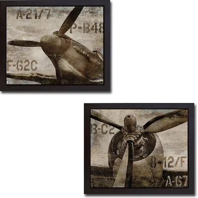 Floater-Framed Vintage Airplane & Propeller 2-pc Canvas Giclee Set 14 In X 18 In • $139.99