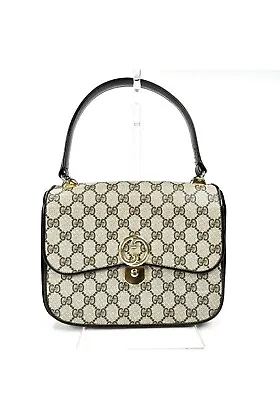 Vintage Gucci Interlocking Hand Bag Shoulder Bag PVC Beige Authentic • £361.66