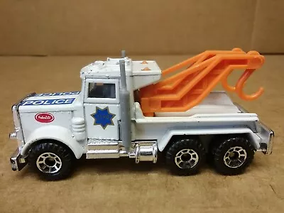 Vintage 1981 Matchbox Peterbilt Police M9 Double Hook Tow Truck White Diecast • $8