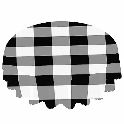 Black And White Checkered Round Tablecloth 60 InchBuffalo Plaid Table CoverWa... • $25.57