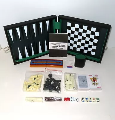 Leeds Magnetic Travel Game Set Backgammon Chess Cribbage Dominoes Checkers Poker • $10