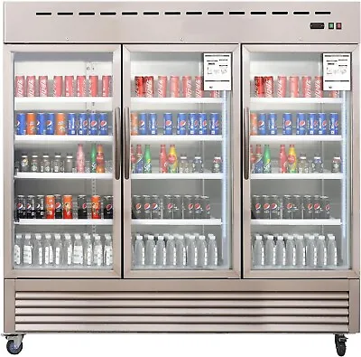 82' W Stainless Steel Display Commercial Refrigerator  3 Glass Door 72 Cu.ft ETL • $4428