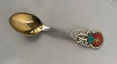 Poinsettia Christmas A. Michelsen Denmark Sterling Silver & Enamel Spoon;S392 • $65