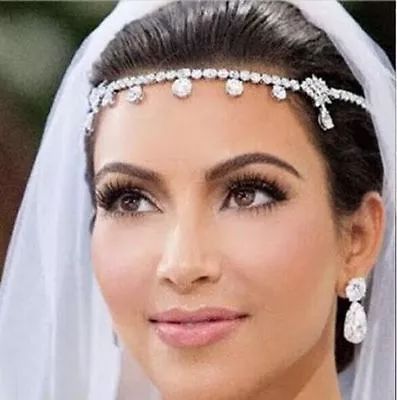 Crystal Frontlet Forehead Head Chain Wedding Bridal Jewelry Drape Headpiece UK • £5.89