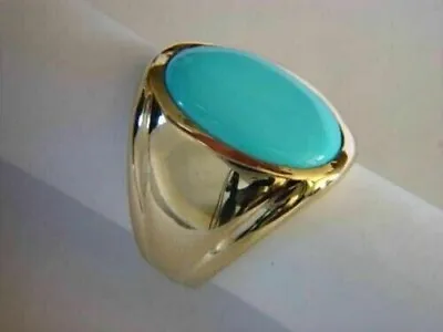 Antique Simulated Turquoise Men's Ring 14k Yellow Gold Finish Turquoise Ring • $220.34