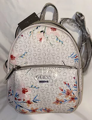 $74.98 • Buy NEW GUESS Floral Beige Light NUDE PINK Backpack Purse LOGO Bag Off-White SPRING