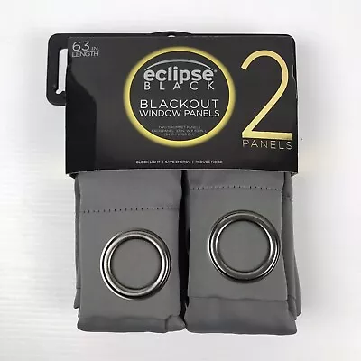 Eclipse Blackout Curtain Panels 2 Gray Grommet Curtain Window Panels 37  X 63  • $13.99