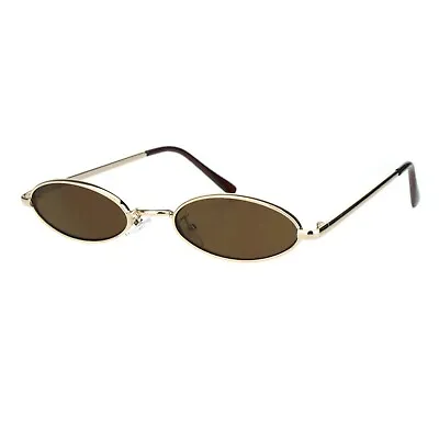 Super Small Skinny Sunglasses Oval Metal Frame Unisex Fashion UV 400 • $12.95