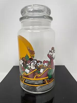 Walt Disney Mickey & Minnie & Friends Mouse 8.5” Clear Glass Cookie Jar Cartoon • $29.99