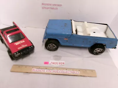 Vintage Tonka Jeep Jeepster Runabout Blue Steel Pressed Metal + Tonka Road Rider • $12