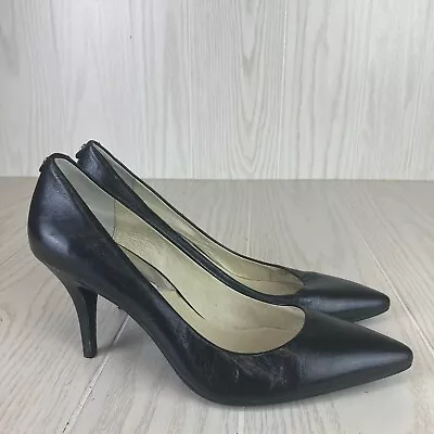 Michael Kors Womens Black Leather Pointed Toe Slip-On Heels Size 9.5 M • $35.95