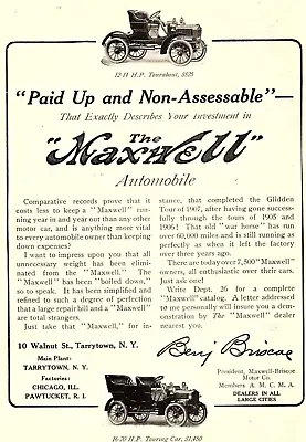 $13.74 • Buy 1907 The Maxwell Automobile Company Tarrytown Ny Vintage Advertisement Z466