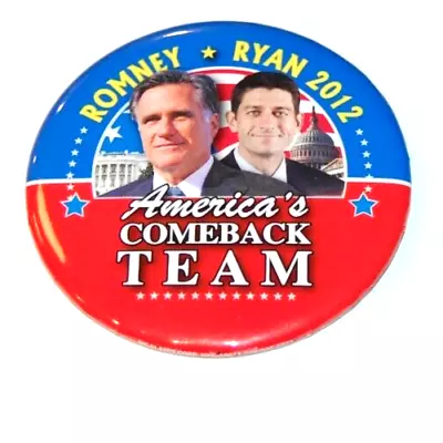 2012 MITT ROMNEY 3 In PAUL RYAN Campaign Pin Pinback Button Political President • $5.95