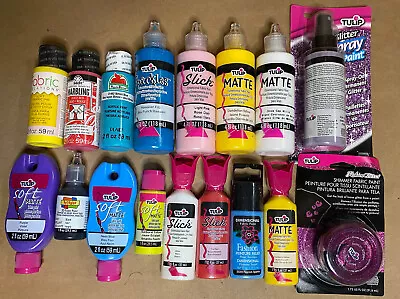 17 Mixed Tulip Fabric Paint Bundle Hawaiian Fizz Snow Cap White Wholesale Lot • £55