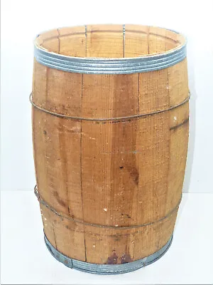 Vintage Metal Banded Wooden Nail Keg/Barrel INV15743 • $69