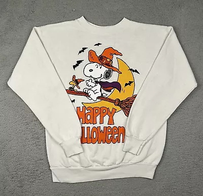 Vintage Snoopy Happy Halloween White Pullover Sweatshirt Size M • $25