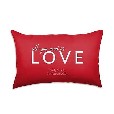 Valentines Cushion - Personalised Name And Date 40 X 60cm Pre-Filled  Rucomfy • £19.99