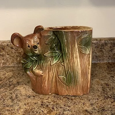 Vintage McCoy Pottery Bear In Tree Cookie Jar Bottom Planter Vase • $11
