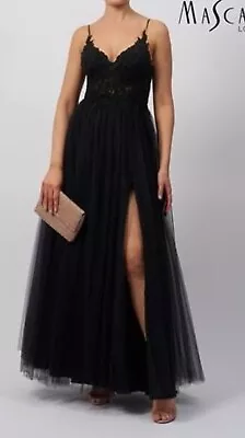 Mascara Mc1825025 Size 8 Evening Dress Black Glitter Formal Gown BNWT • £249.99