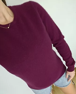 M&S 100% Pure Cashmere Sweater Jumper Knit Size S 8 Magenta Purple • £18.90