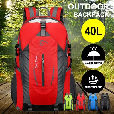 40L Hiking Camping Bag Large Waterproof Backpack Outdoor Travel Luggage Rucksack • $17.48