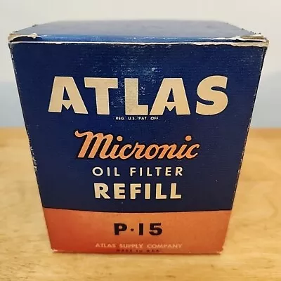 Vintage New Old Stock  Atlas Micronic P-15 Oil Filter Canister In Box NOS • $22