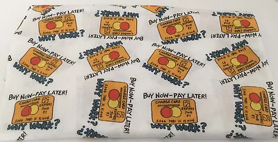 $19.99 • Buy Knit Credit Card Novelty Print Fabric 62  Wide By 76  Long (2yds) Vintage